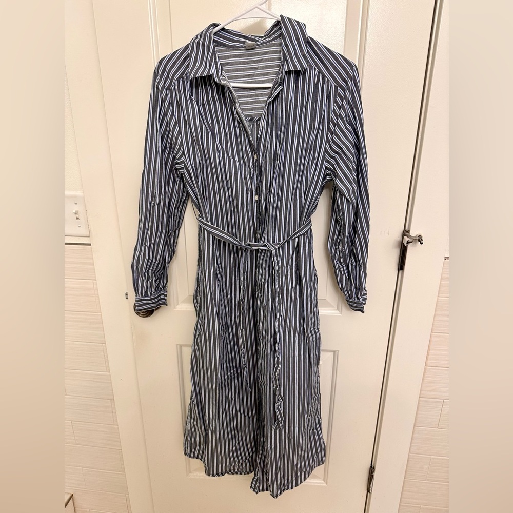 Maternity Long-Sleeve Midi Shirt Dress